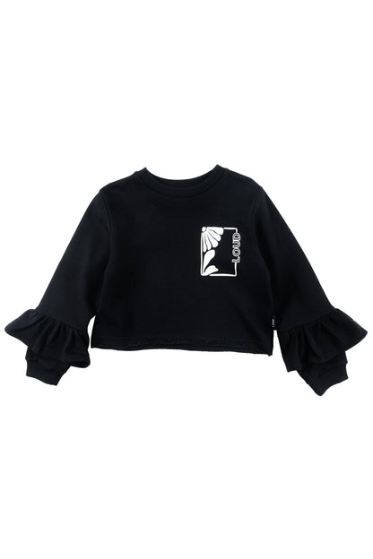 Loud Apparel Black Ruffle Sleeve Life Sweatshirt