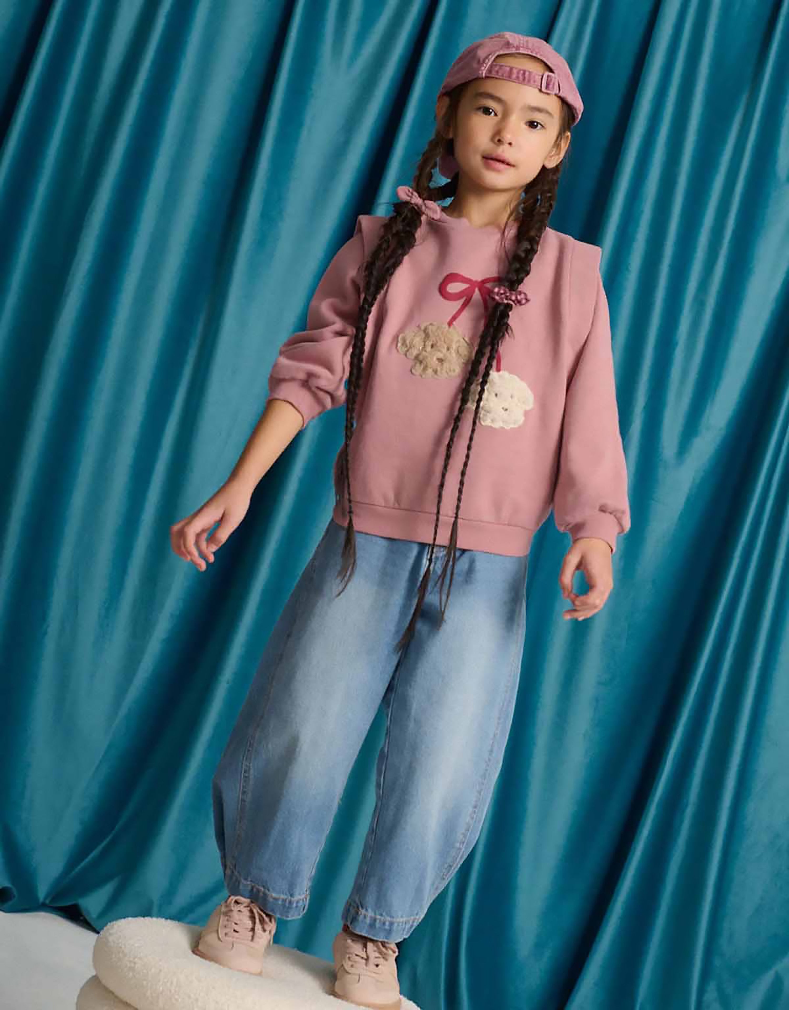 Gingersnaps Girls Pink Maurine Poodle Detail Sweat Top