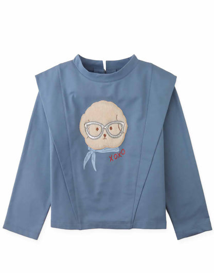 Gingersnaps Girls Blue Gregoria Tee with Poodle Details
