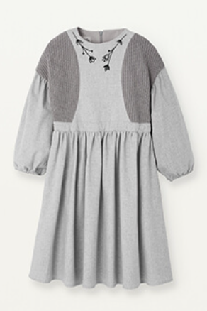 Popelin Grey Melange Dress With Side Panels