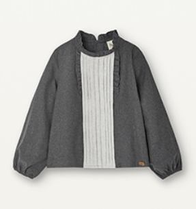 Popelin Grey Shirt With Pleats