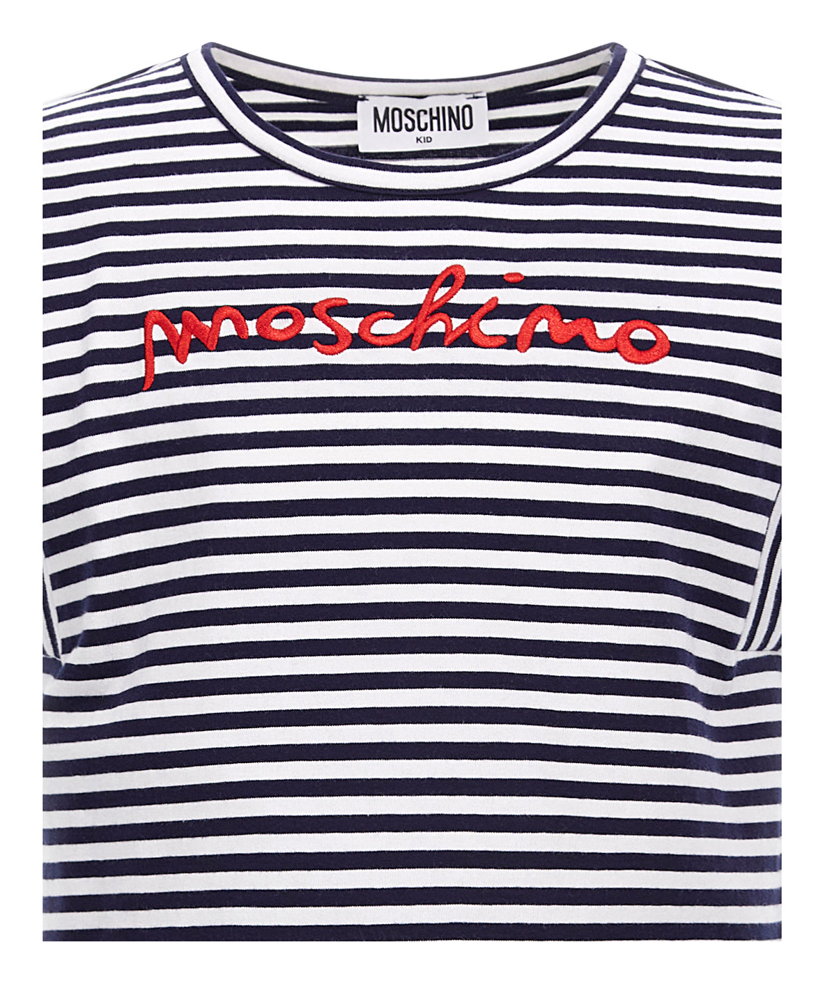 Moschino Girl Striped Tee with Embroidered Logo