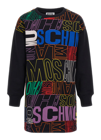 Moschino Black Allover Logo Dress