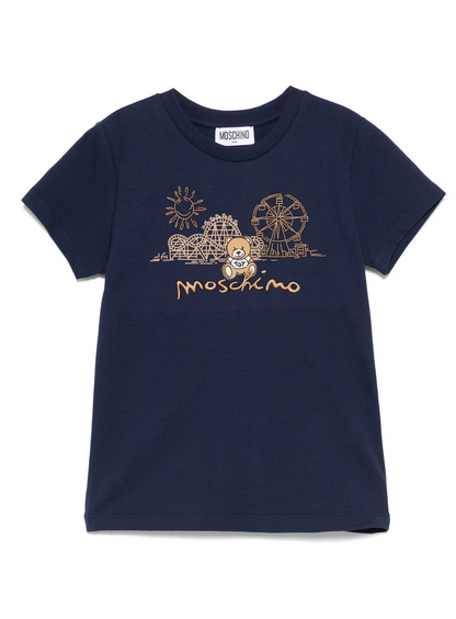 Moschino Pique Tee with Bear Circus Print
