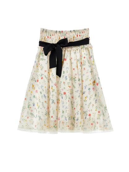 Philosophy Off White Floral Print Midi Skirt with Tie Belt