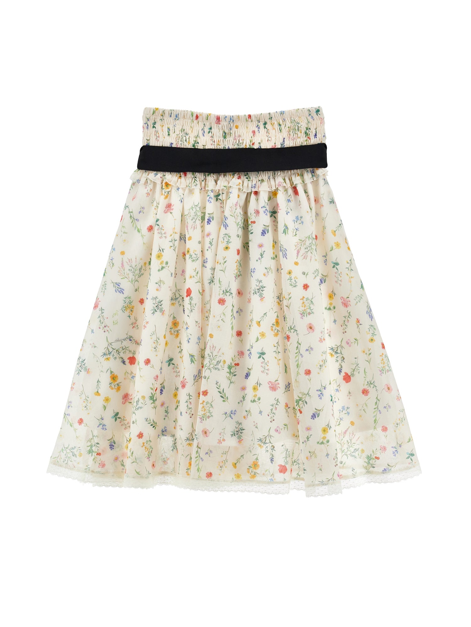 Philosophy Off White Floral Print Midi Skirt with Tie Belt