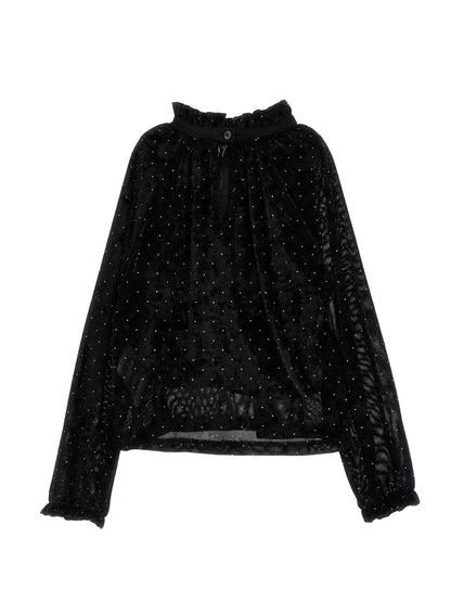 Philosophy Girls Nero Velvet Long Sleeve Top