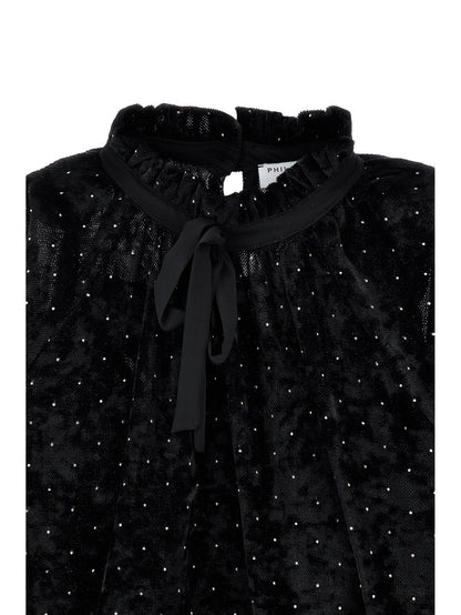 Philosophy Girls Nero Velvet Long Sleeve Top