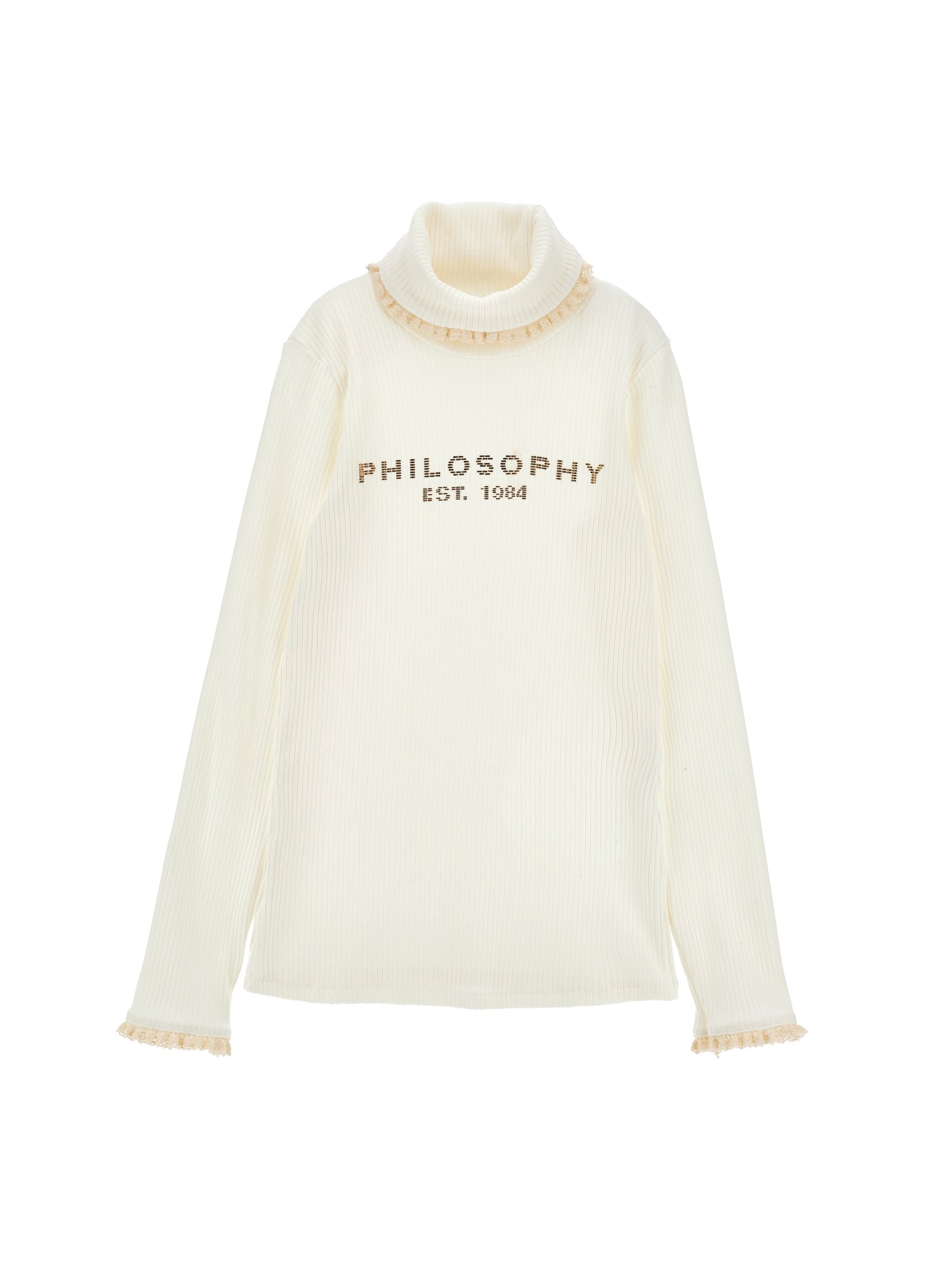 Philosophy Girls Beige Rib Knit Turtleneck