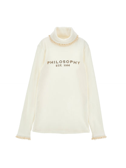 Philosophy Girls Beige Rib Knit Turtleneck