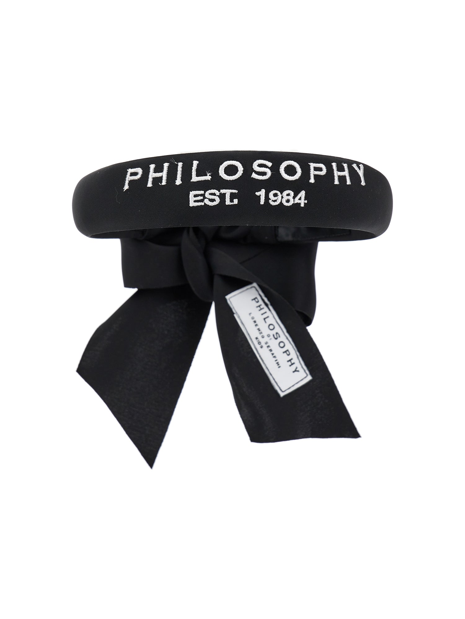Philosophy Black Logo Headband with Ribbon Tie