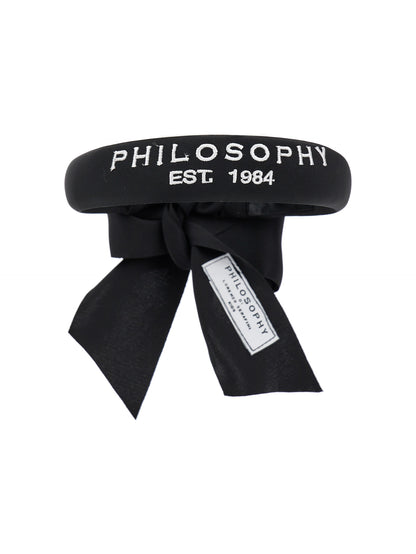 Philosophy Black Logo Headband with Ribbon Tie