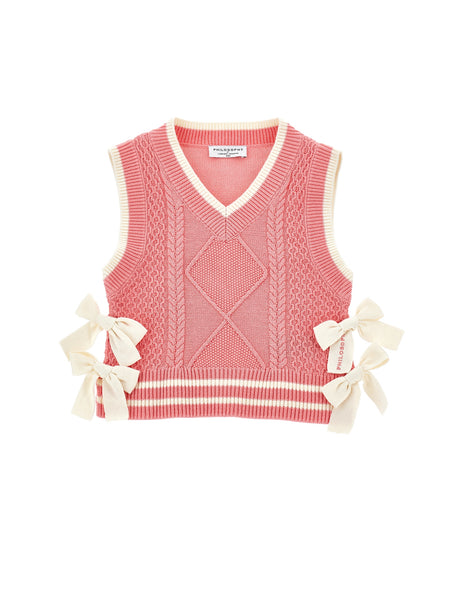 Philosophy Coral Knit Vest with Bows on Sides – Once Child and Teen