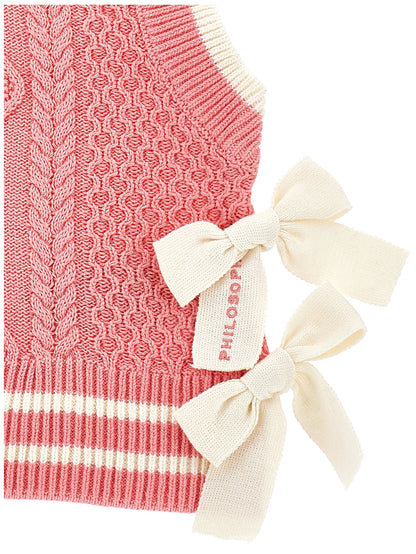 Philosophy Coral Knit Vest with Bows on Sides