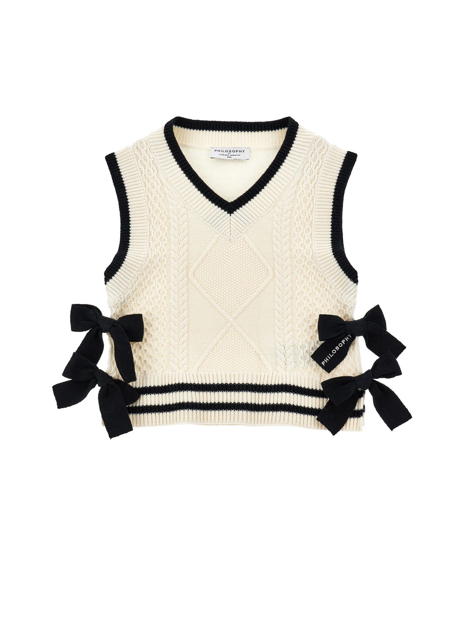 Philosophy Ivory Knit Vest with Bows on Sides
