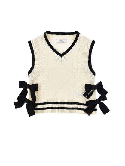 Philosophy Ivory Knit Vest with Bows on Sides