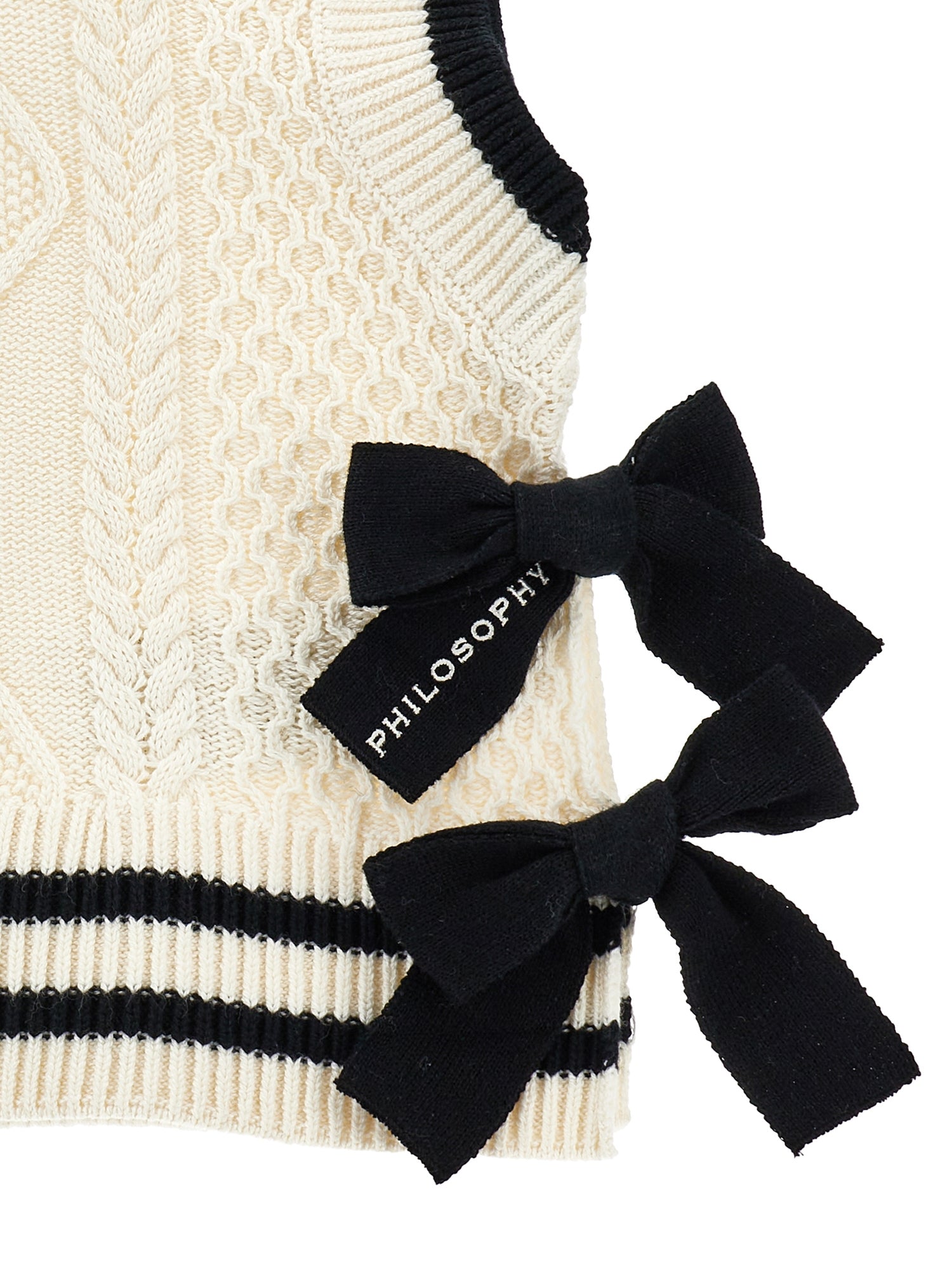 Philosophy Ivory Knit Vest with Bows on Sides