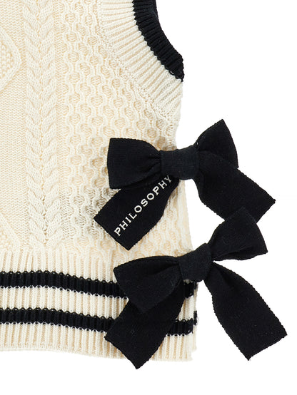 Philosophy Ivory Knit Vest with Bows on Sides