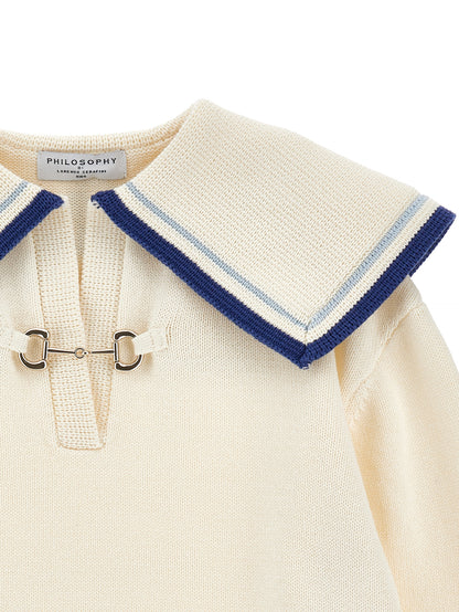 Philosophy Off-White Sweater with Sailor Collar