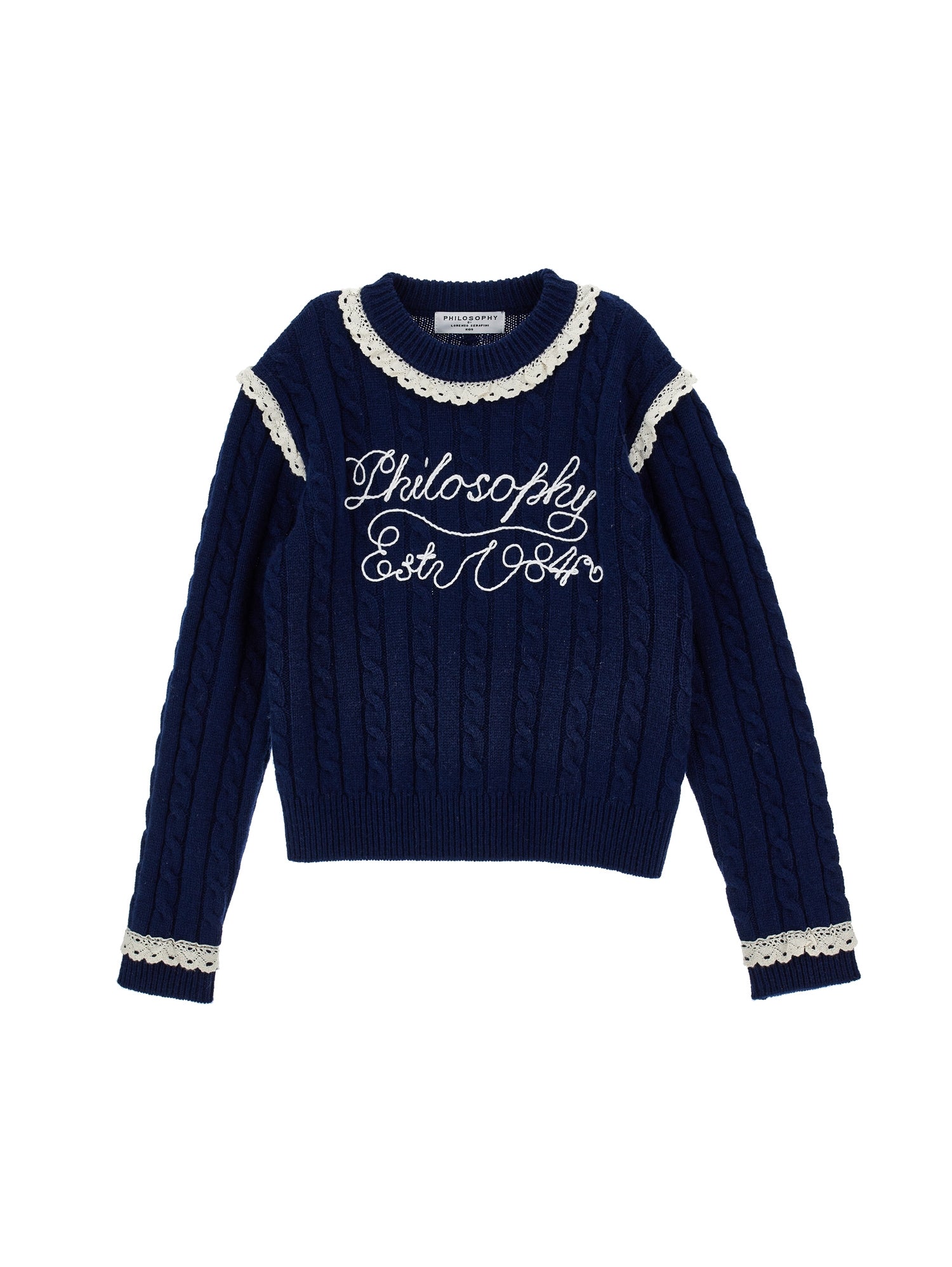 Philosophy Navy Cable Knit Sweater