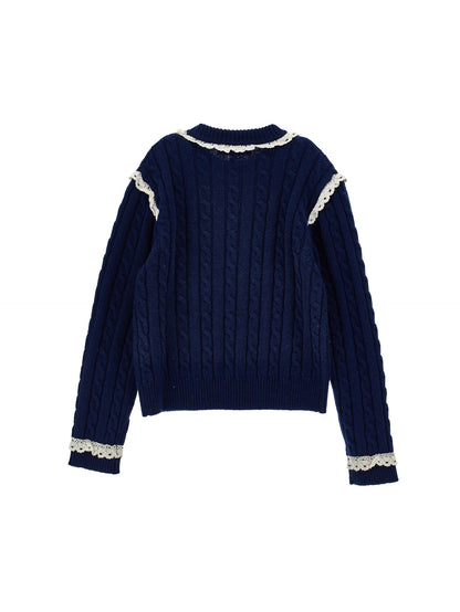 Philosophy Navy Cable Knit Sweater