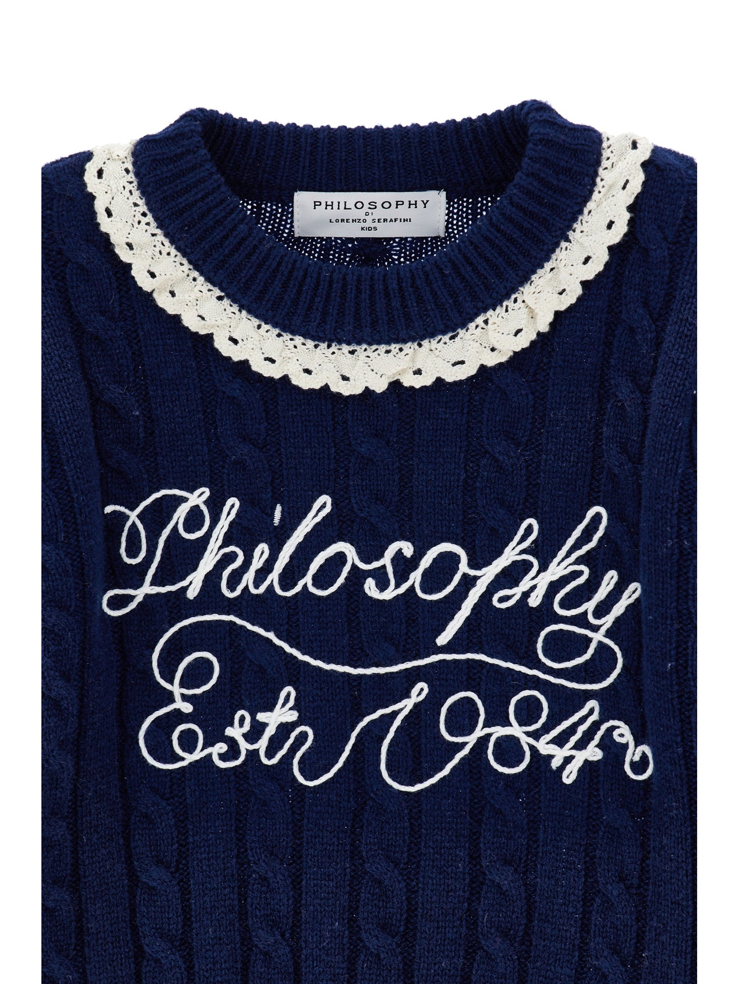 Philosophy Navy Cable Knit Sweater
