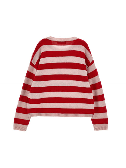 Philosophy Girls Rosa Antico+Rosso Stripe Script Logo Sweater