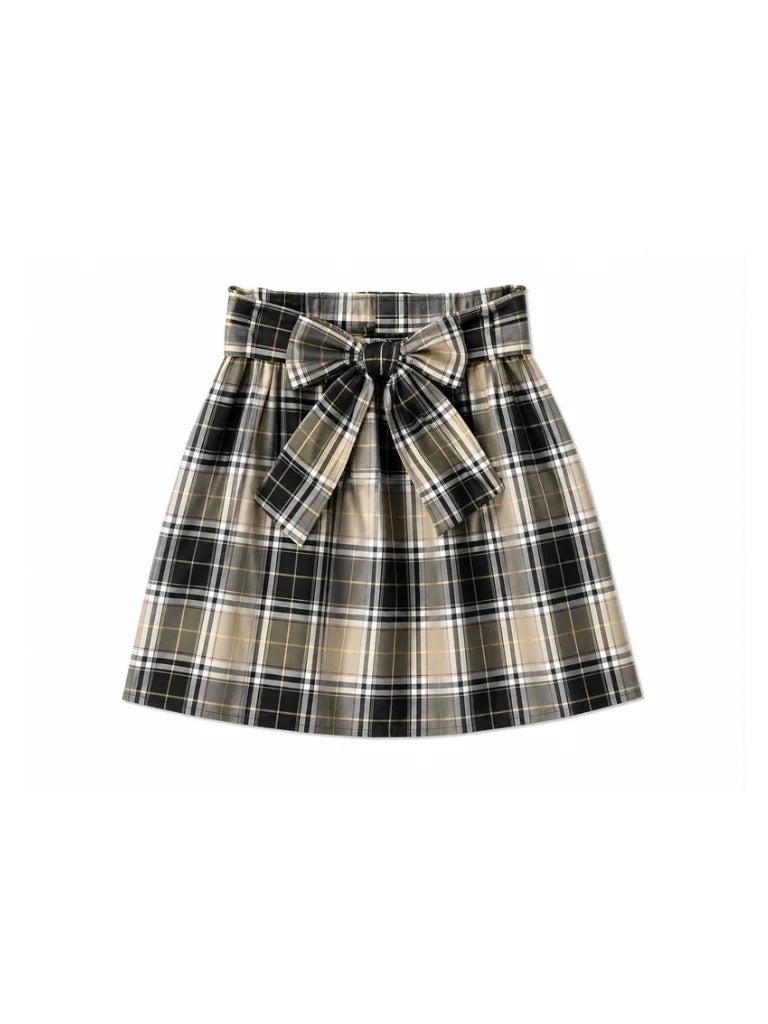 Piccola Ludo Girls Long Misha Quadro Beige Skirt