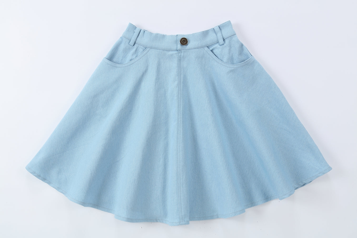 Duet White Blue Denim Circle Skirt
