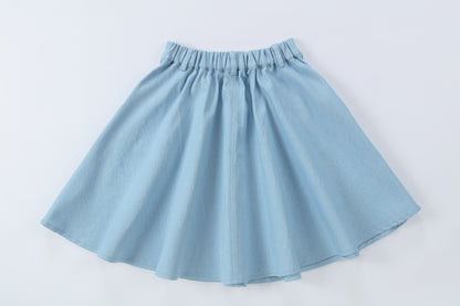 Duet White Blue Denim Circle Skirt