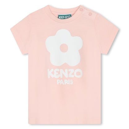 Kenzo Pale Pink Flower Logo Tee Shirt