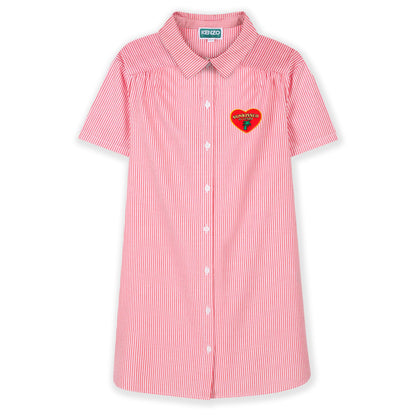 Kenzo Bright Red Striped Dress with Badge Detail