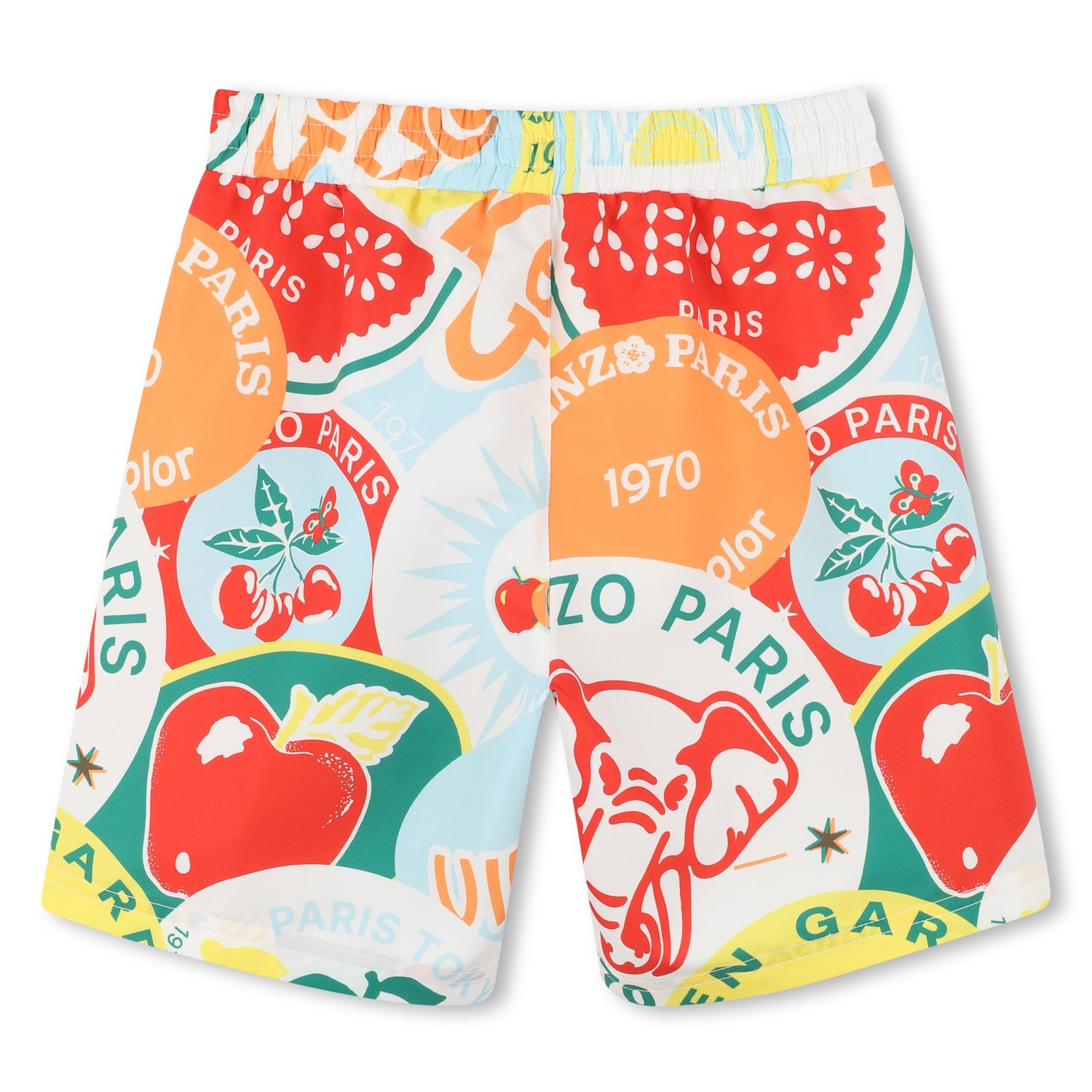 Kenzo Boys Swim Shorts with Oversized Fruit Sticker Print