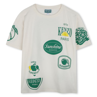 Kenzo Tee with Allover Fruit Sticker Logos