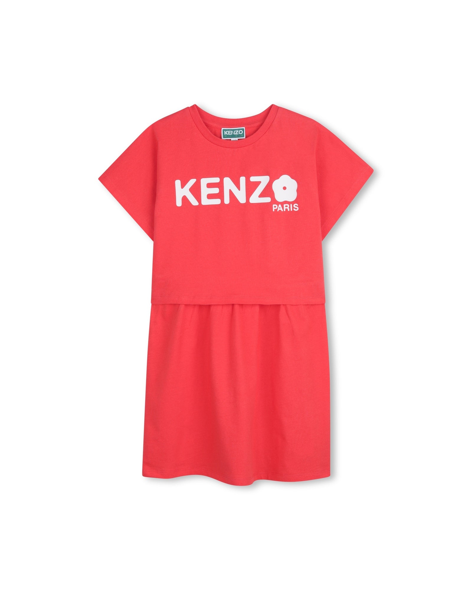 Kenzo Red Dress in Jersey 2 In 1 Effect