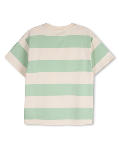 Kenzo Off-White Green Striped T-Shirt in Heavy Jersey