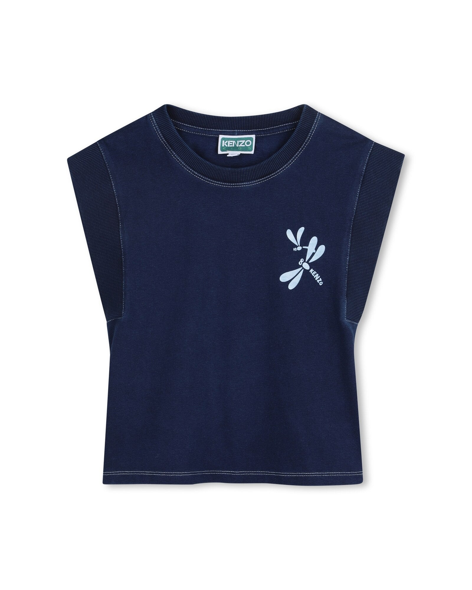 Kenzo Blue Sleeveless T-Shirt in Heavy Jersey