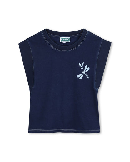 Kenzo Blue Sleeveless T-Shirt in Heavy Jersey
