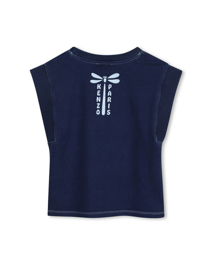 Kenzo Blue Sleeveless T-Shirt in Heavy Jersey