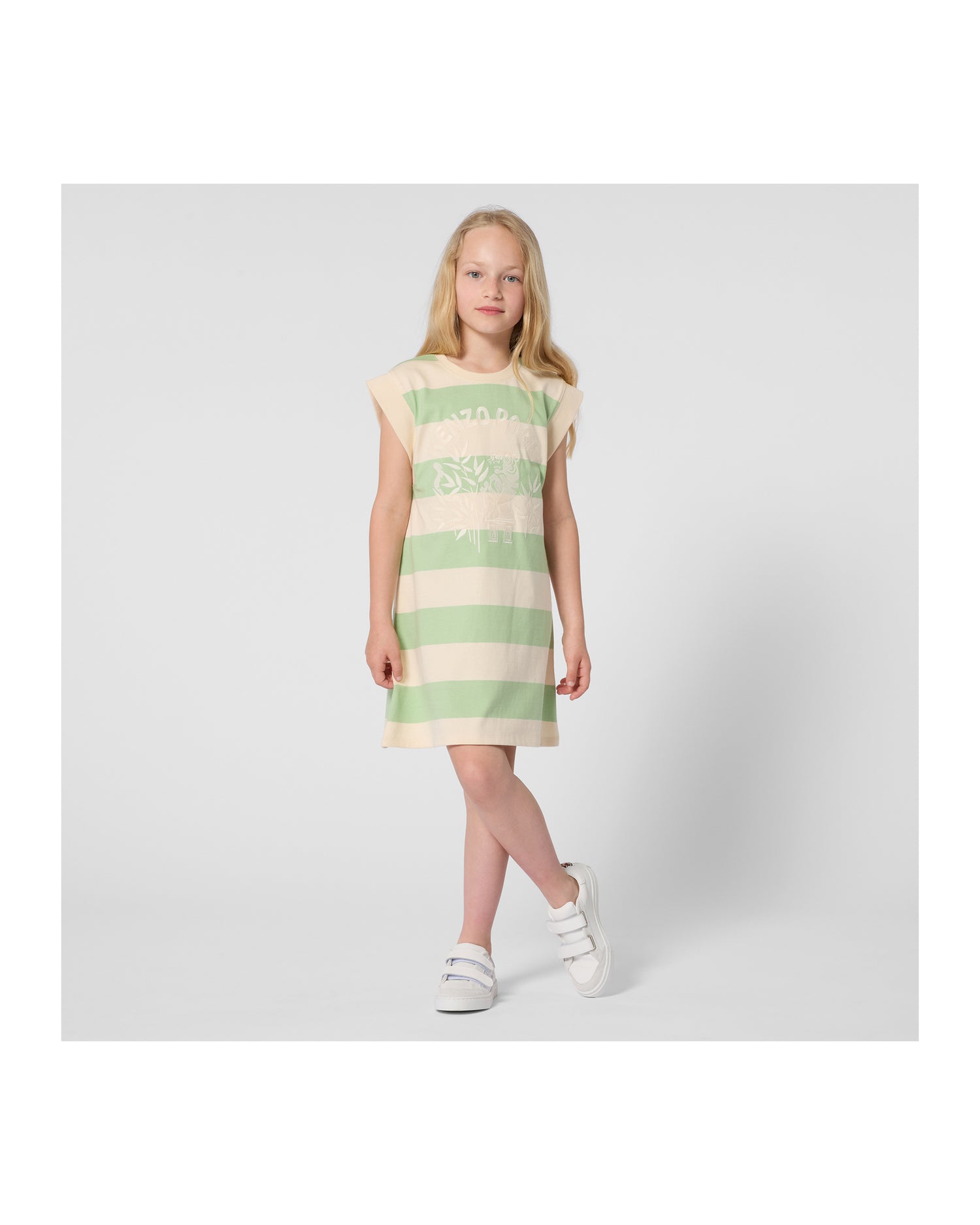 Kenzo Sleeveless Dress in Heavy Jersey Branded Embroidery on Front