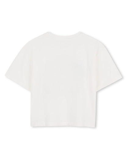 Kenzo Off-White T-Shirt in Jersey Branded Puff Ink