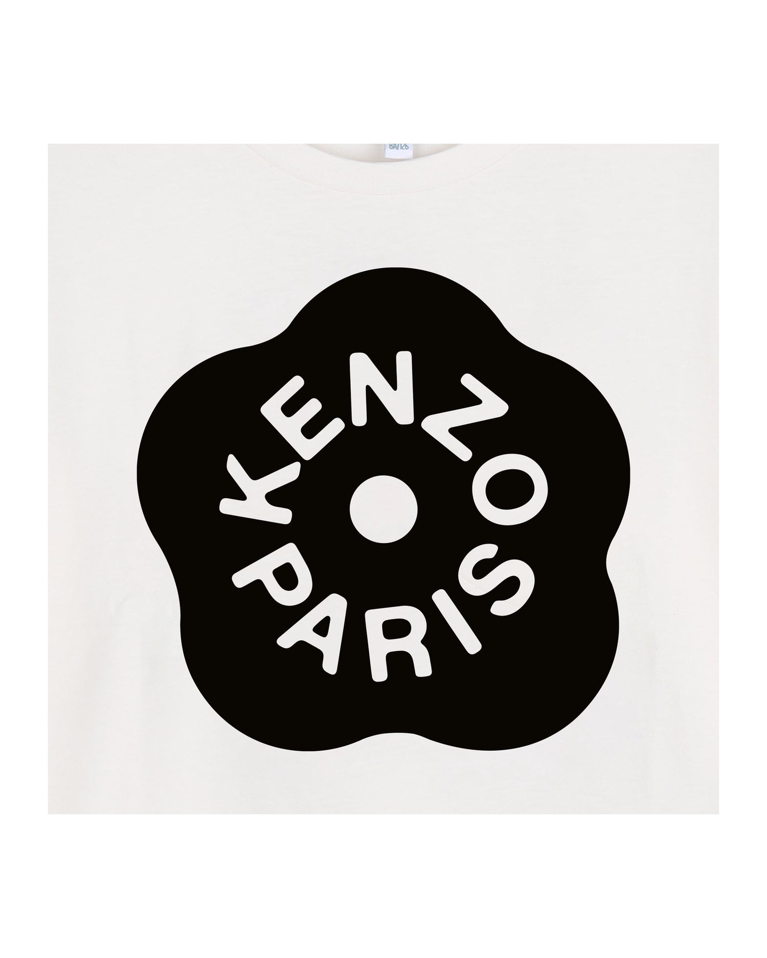 Kenzo Off-White T-Shirt in Jersey Branded Puff Ink