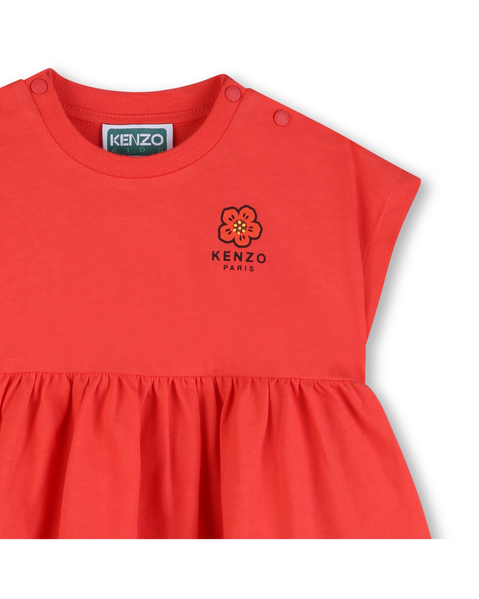 Kenzo Red Dress in Jersey Gathered