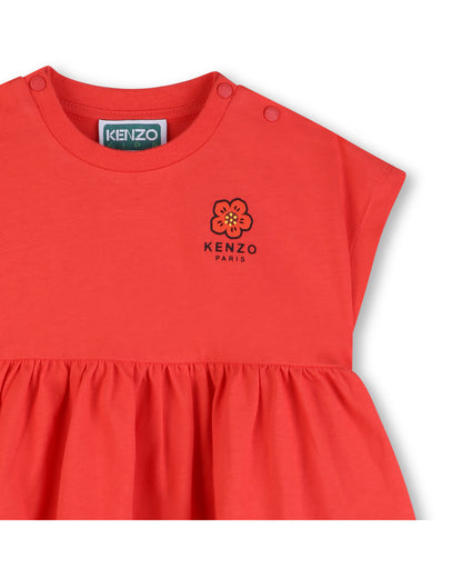 Kenzo Red Dress in Jersey Gathered