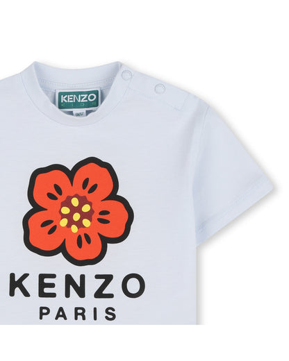 Kenzo Pale Blue Flower T-Shirt in Jersey