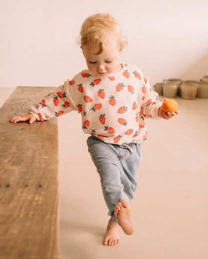 Buho Baby Cream Pink Strawberry Sweatshirt