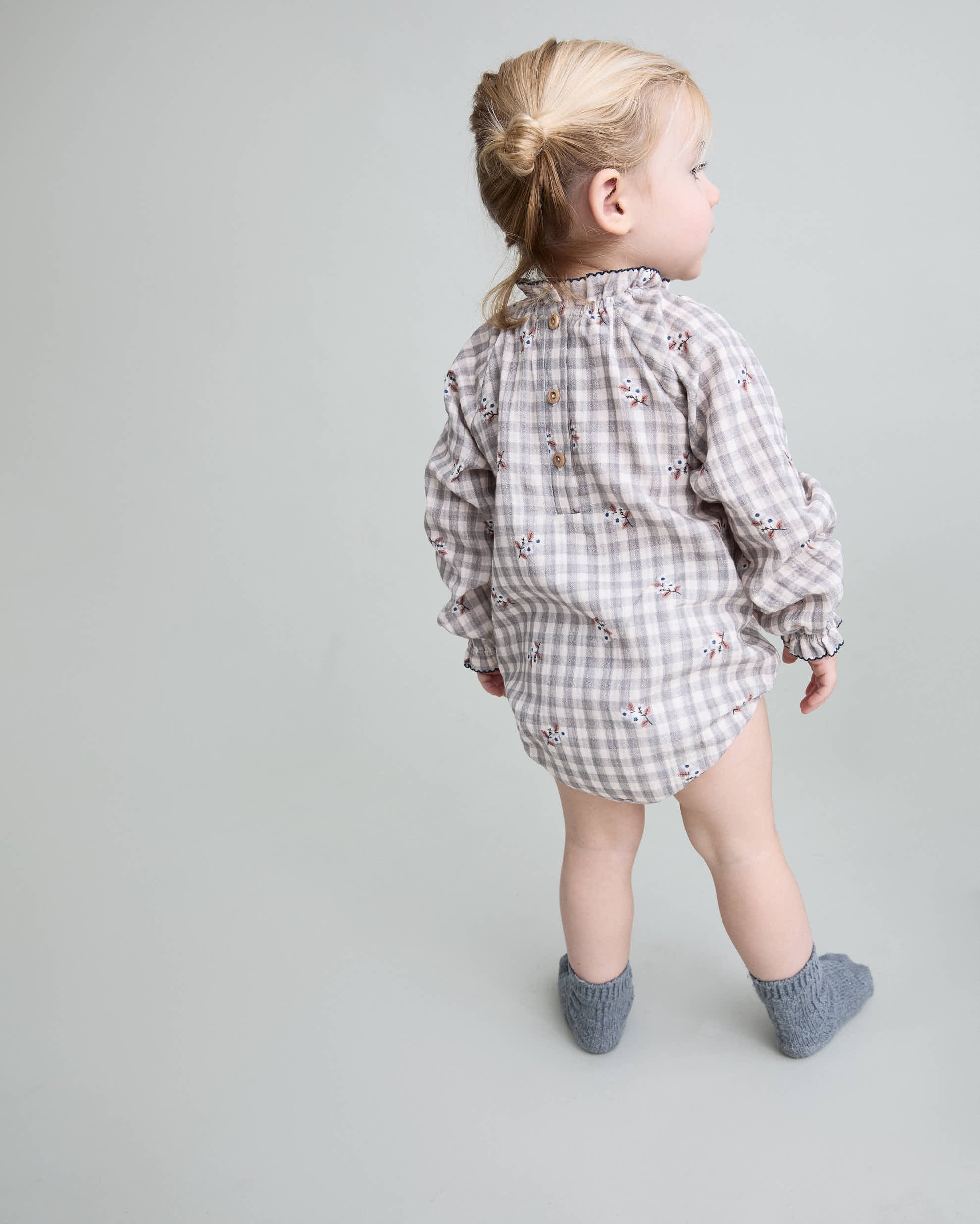 Buho Baby Grey Vichy Romper