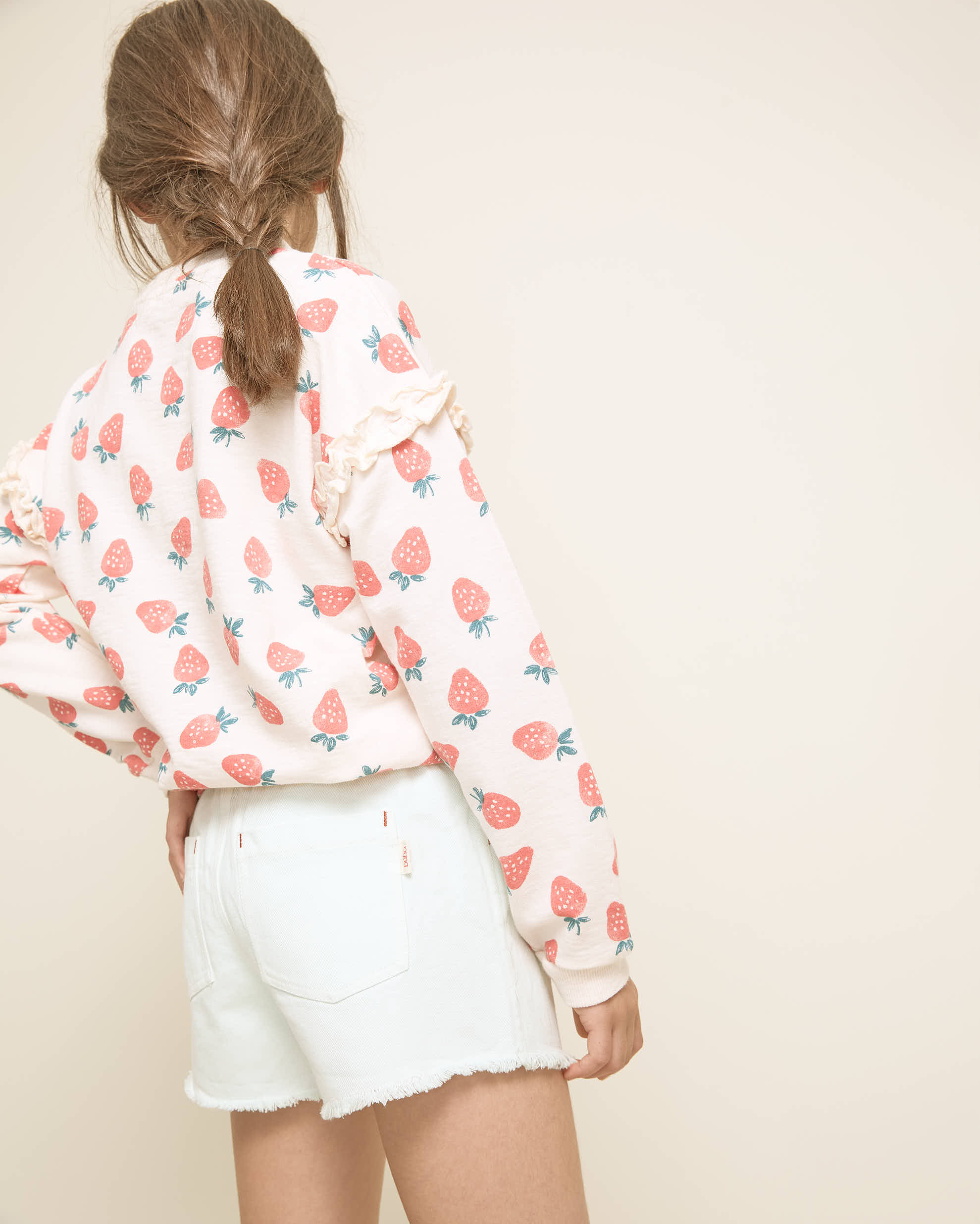 Buho Kids Cream Pink Strawberry Sweatshirt