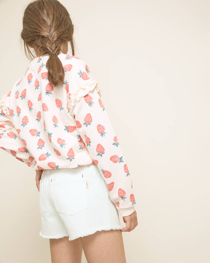 Buho Kids Cream Pink Strawberry Sweatshirt