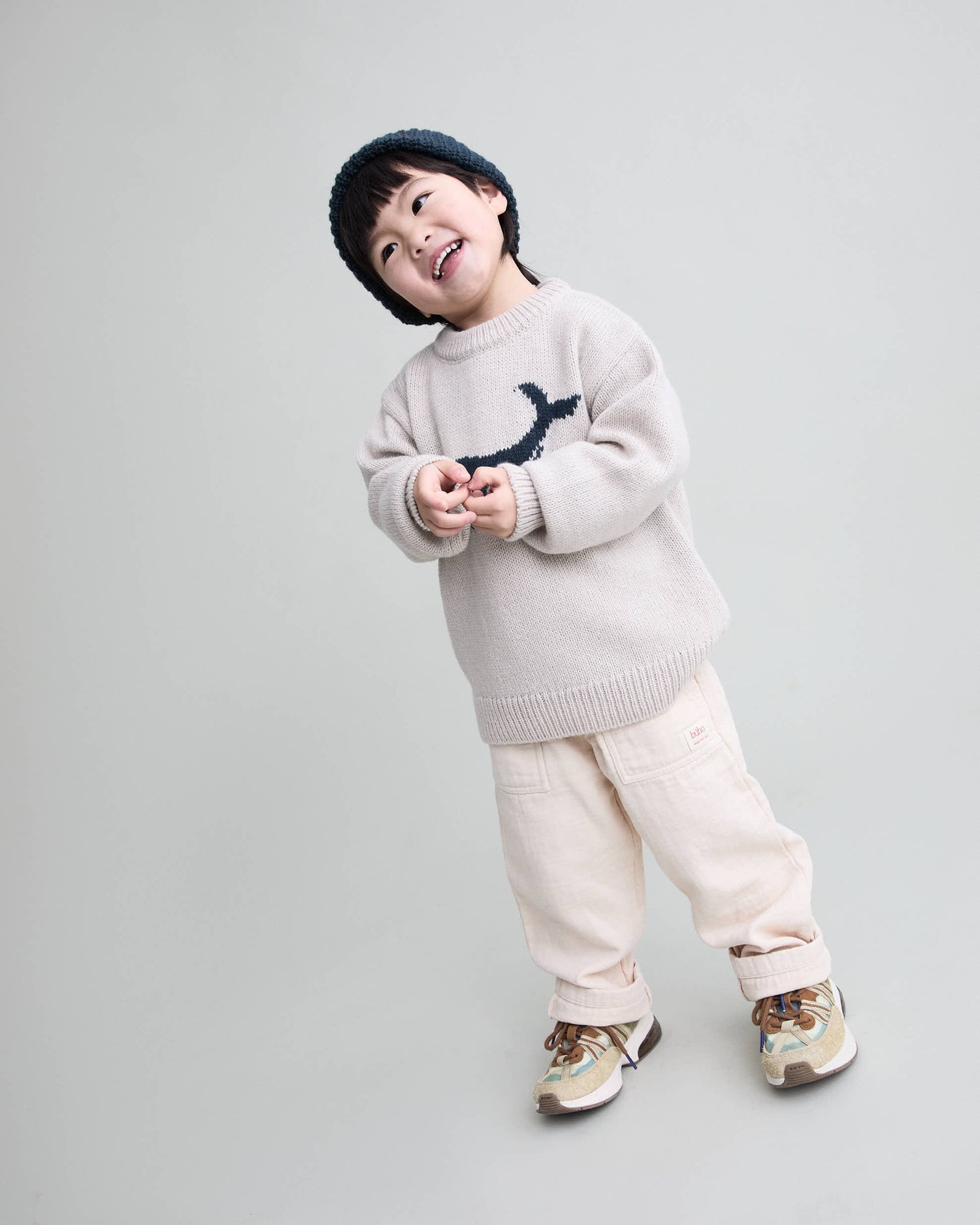 Buho Girls Natural Whale Sweater